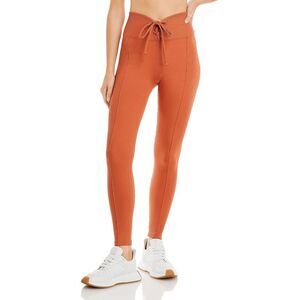 Year of Ours Womens Football Orange Ribbed Knit Fitness Athletic Leggings NWT